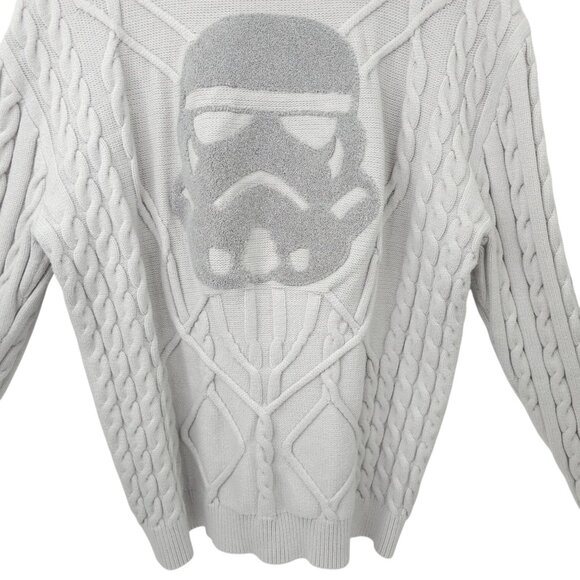 Disney Star Wars Stormtrooper Cable Knit Sweater Adult XL Long Sleeve Gray - Picture 11 of 16